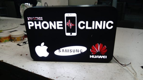 Phone Clinic Apple Samsng Huawei Tabelası 3D Led Neon Etkili Işıklı Tabela Kutu Harf Depo Tabela