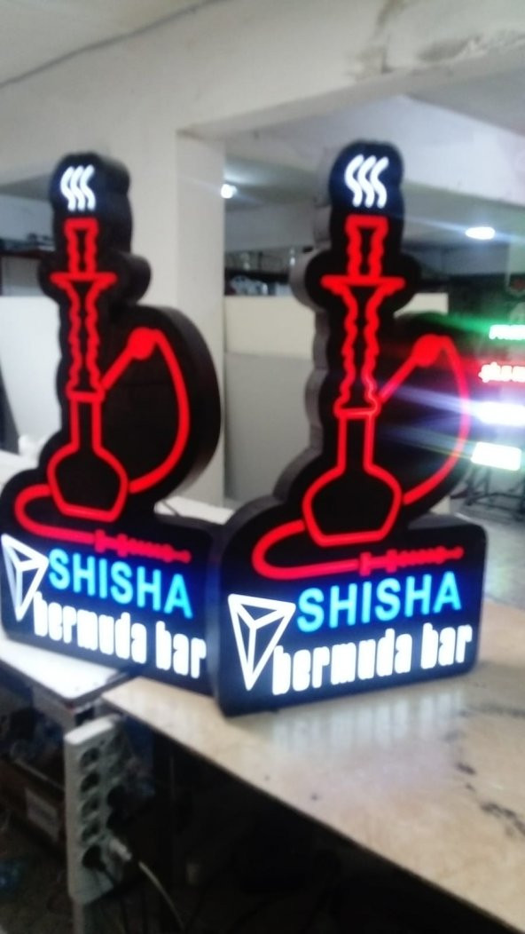 Bermuda Bar Cafe Shisha Tabelası 3D Led Neon Etkili Işıklı Tabela Kutu Harf Depo Tabela Reklam Tuzla ürün görseli 1