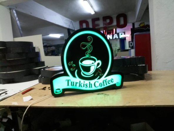 Turkish Coffee Yazılı Görselli Rgb Renk Değiştiren Led Tabela Depo Reklam Tabela Maltepe İstanbul