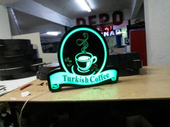 Turkish Coffee Yazılı Görselli Rgb Renk Değiştiren Led Tabela Depo Reklam Tabela Maltepe İstanbul - 2