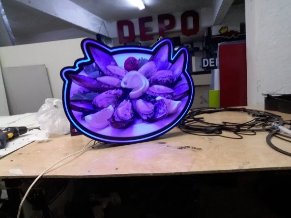Midye Dolma Resimli Rgb Renk Değiştiren Yanıp Sönen Led Tabela Depo Reklam Tabela Maltepe İstanbul - Resim 3