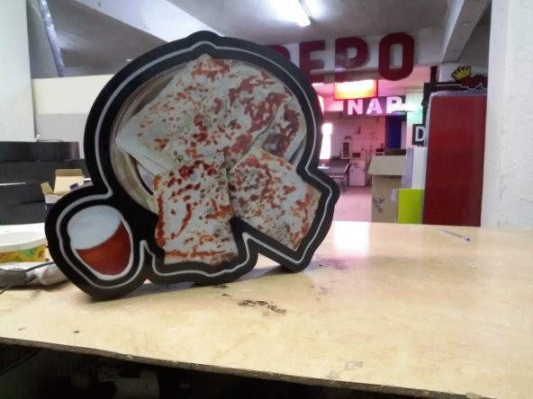 Gözleme Ayran Görselli 30x45 Cm Rgb Renk Değiştiren Led Tabela Depo Reklam Tabela ürün görseli 1