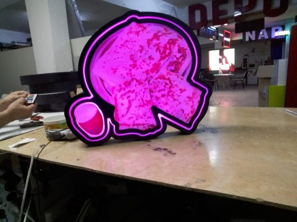 Gözleme Ayran Görselli 30x45 Cm Rgb Renk Değiştiren Led Tabela Depo Reklam Tabela - Resim 3