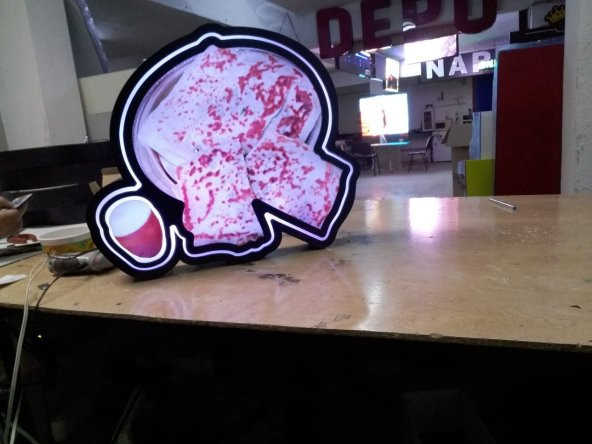 Gözleme Ayran Görselli 30x45 Cm Rgb Renk Değiştiren Led Tabela Depo Reklam Tabela - Resim 4