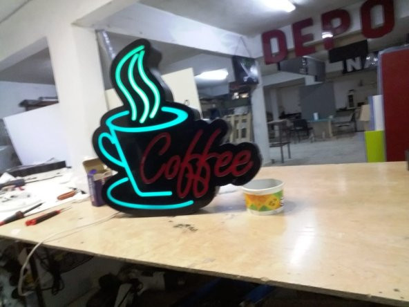 Coffee Yazılı Rgb Renk Değiştiren Led Tabela Kutu Harf Depo Reklam Tabela Maltepe İstanbul Ankara ürün görseli