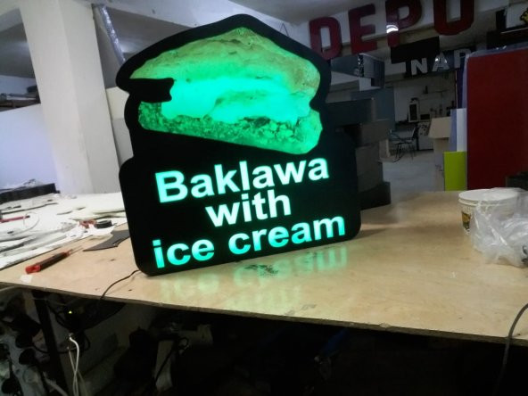 Baklava Dondurma Yazılı Görselli Rgb Renk Değiştiren Led Tabela Depo Reklam Tabela Maltepe İstanbul - 1