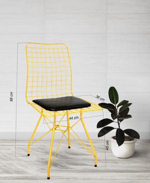 Chic Life Sarı 4 lü Tel Sandalye - 2