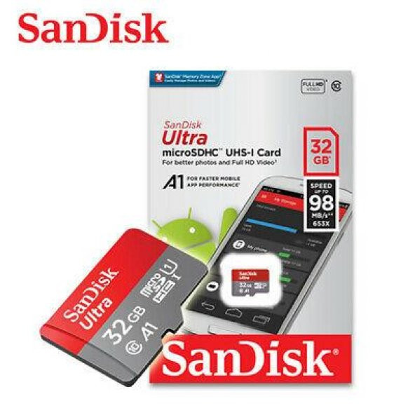 Sandisk 32GB Micro SD Hafıza Kartı Ultra C10 A1 98MB/s SDSQUAR-032G-GN6MN