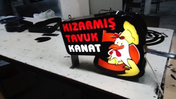 Kızarmış Tavuk Kanat Tavukçu Tabelası 3D Led Neon Etkili Işıklı Tabela Kutu Harf Depo Reklam Tabela - 1