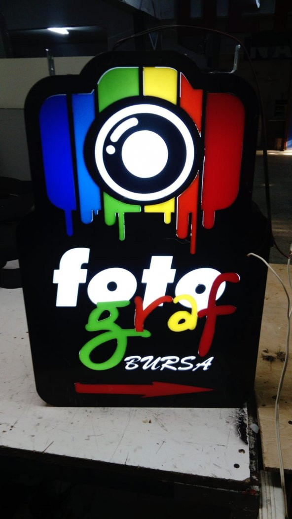 Fotoğraf Bursa Fotoğrafçı Tabelası 3D Led Neon Etkili Işıklı Tabela Kutu Harf Depo Reklam İstanbul ürün görseli