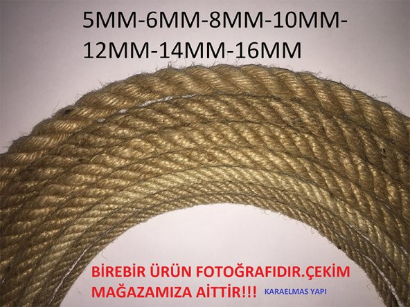 5MM 1.KALİTE Jüt Halat Kendir Urgan Halat İP Dekoratif - 3