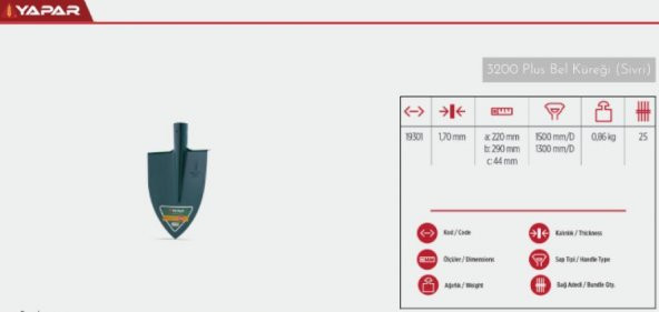 Bel Kürek Yaparlar 3200 Bel Küreği Sivri - 2