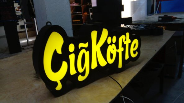 Sarı Yazılı Çiğköfte Tabela 3D Led Neon Etkili Işıklı Tabela Kutu Harf Depo Tabela Reklam Maltepe - 2