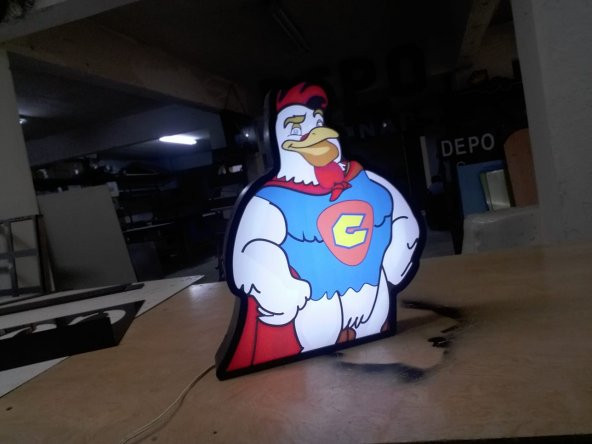 Tavuk Chicken Logolu Tabela 3D Led Neon Etkili Işıklı Tabela Kutu Harf Depo Reklam Tabela Maltepe ürün görseli