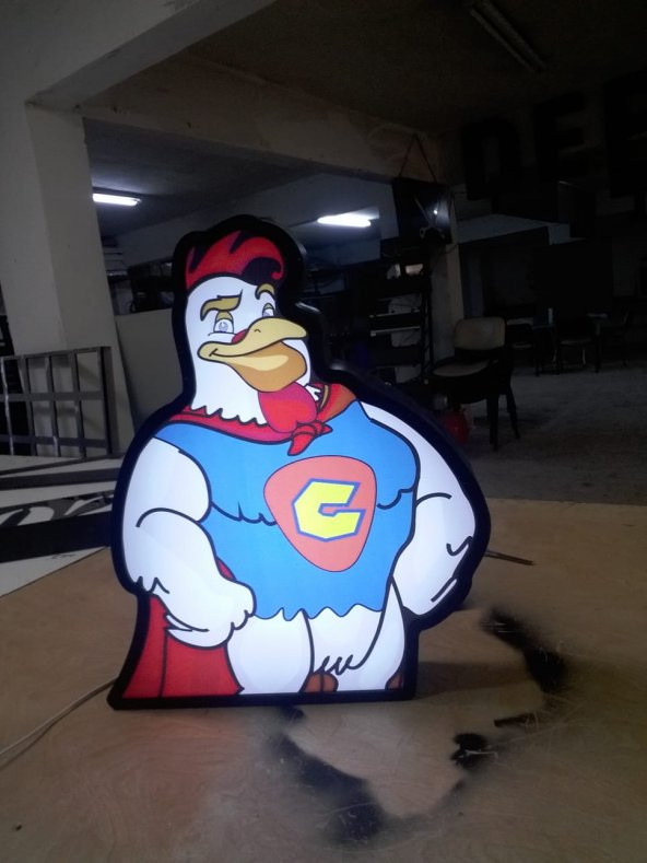 Tavuk Chicken Logolu Tabela 3D Led Neon Etkili Işıklı Tabela Kutu Harf Depo Reklam Tabela Maltepe - Resim 2
