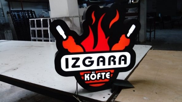 Izgara Köfte Resimli Yazılı Tabela 3D Led Neon Etkili Işıklı Tabela Kutu Harf Depo Reklam Tabela ürün görseli