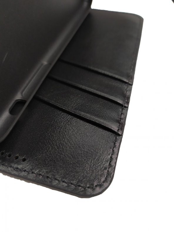 iPhone 11 Pro MTT Deri Kapaklı Kılıf Siyah(Hakiki Dana Derisi) - 4