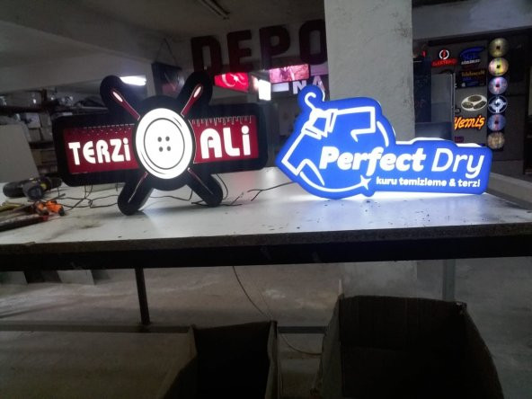 Terzi Ali Kuru Temizleme Perfect Dry Tabela 3D Led Neon Etkili Işıklı Tabela Kutu Harf Depo Reklam - Resim 2
