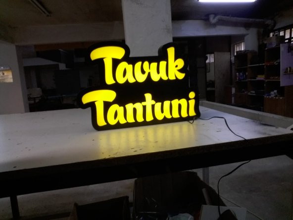 Sarı Yazılı Tavuk Tantuni Tabela 3D Led Neon Etkili Işıklı Tabela Kutu Harf Depo Reklam İstanbul