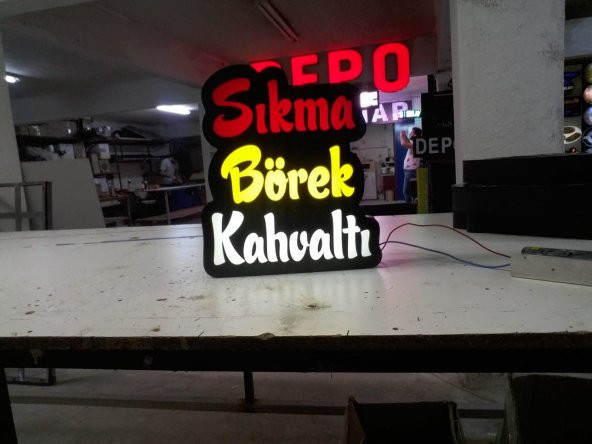 Sıkma-Börek-Kahvaltı Tabela 3D Led Neon Etkili Işıklı Tabela Kutu Harf Depo Reklam Tabela Maltepe