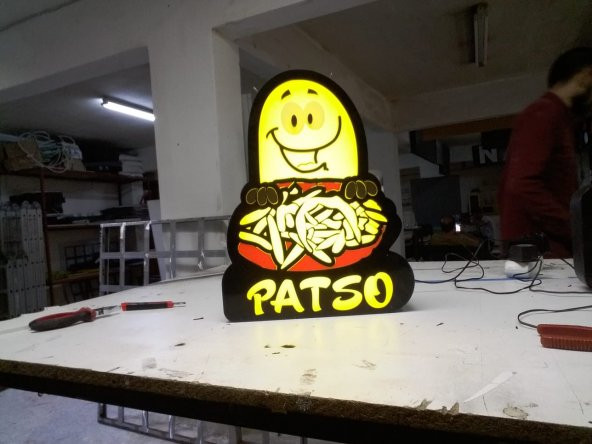 Patso Patates Tabela 3D Led Neon Etkili Işıklı Tabela Kutu Harf Depo Tabela Reklam Maltepe İstanbul