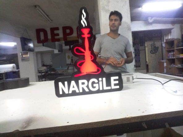 Kırmızı Yazılı Shisha Tabela 3D Led Neon Etkili Işıklı Tabela Kutu Harf Depo Tabela Reklam Maltepe ürün görseli