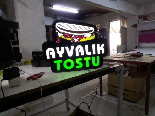 Ayvalık Tostu Tabela 3D Led Neon Etkili Işıklı Tabela Kutu Harf Depo Reklam İstanbul Kartal Maltepe