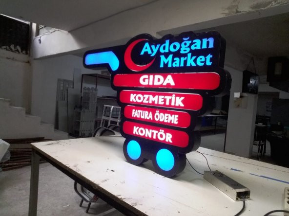 Aydoğan Gıda Kozmetik Market Tabela 3D Led Neon Etkili Işıklı Tabela Kutu Harf Depo Tabela Maltepe - Resim 2
