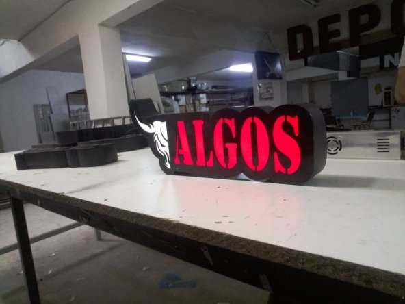 Algos Steakhouse Etçi Tabela 3D Led Neon Etkili Işıklı Tabela Kutu Harf Depo Tabela Maltepe İstanbul - Resim 2