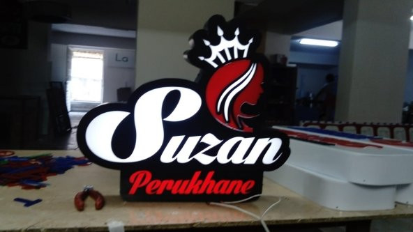 Suzan Perukhane Kuaför Tabelası 3D Led Neon Etkili Işıklı Tabela Kutu Harf Depo Reklam Tabela Kartal ürün görseli