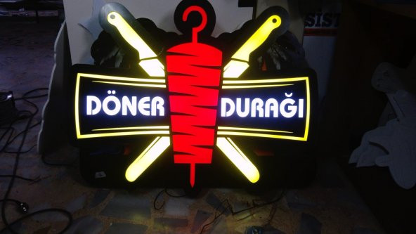 Döner Durağı Tabelası 3D Led Neon Etkili Işıklı Tabela Kutu Harf Depo Reklam Tabela Kartal Bostancı