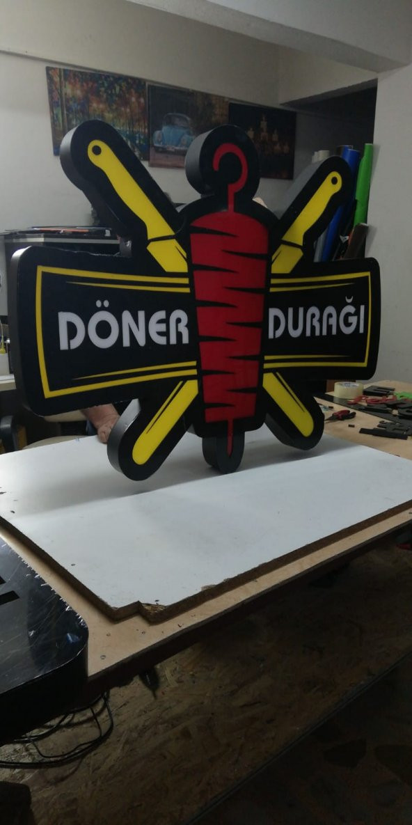 Döner Durağı Tabelası 3D Led Neon Etkili Işıklı Tabela Kutu Harf Depo Reklam Tabela Kartal Bostancı - Resim 3