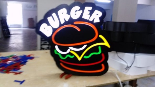 Burger Fotolu Tabelası 3D Led Neon Etkili Işıklı Tabela Kutu Harf Depo Reklam İstanbul Maltepe Tuzla ürün görseli 1