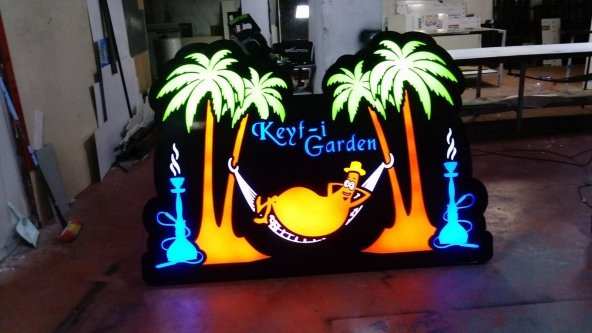 Keyfi Garden Yön İşaretli Tabelası 3D Led Neon Etkili Işıklı Tabela Kutu Harf Depo Reklam Tabela - Resim 3