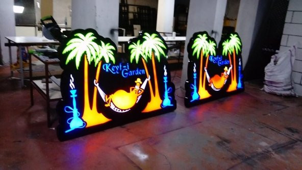 Keyfi Garden Yön İşaretli Tabelası 3D Led Neon Etkili Işıklı Tabela Kutu Harf Depo Reklam Tabela - Resim 5