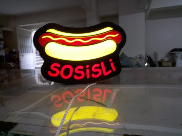 Sosisli Goralı Hotdog Tabelası 3D Led Neon Etkili Işıklı Tabela Kutu Harf Depo Reklam Kartal Atalar - Resim 2