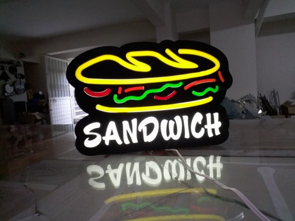 Sandwich Resimli Yazılı Tabelası 3D Led Neon Etkili Işıklı Tabela Kutu Harf Depo Reklam İstanbul - Resim 2