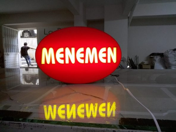 Menemen Kırmızı Yazılı Tabelası 3D Led Neon Etkili Işıklı Tabela Kutu Harf Depo Reklam Tabela Kartal ürün görseli