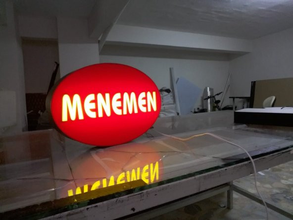 Menemen Kırmızı Yazılı Tabelası 3D Led Neon Etkili Işıklı Tabela Kutu Harf Depo Reklam Tabela Kartal - Resim 2