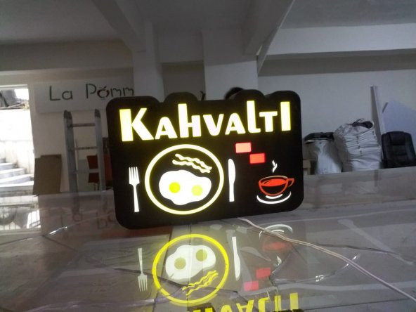 Yumurta Çay Görselli Kahvaltı Tabelası 3D Led Neon Etkili Işıklı Tabela Kutu Harf Depo Reklam Kartal - 2