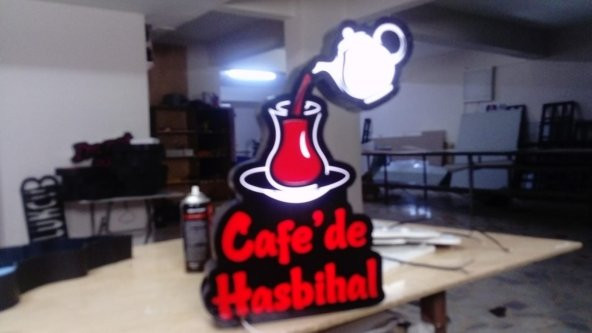 Çay Cafede Hasbihal Tabela 3D Led Neon Etkili Işıklı Tabela Kutu Harf Depo Reklam Kartal İstanbul