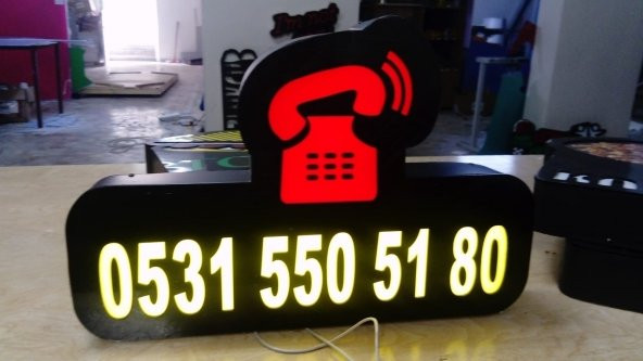 Telefon Numarası Yazılı Resimli Tabela 3D Led Neon Etkili Işıklı Tabela Kutu Harf Kartal Kadıköy