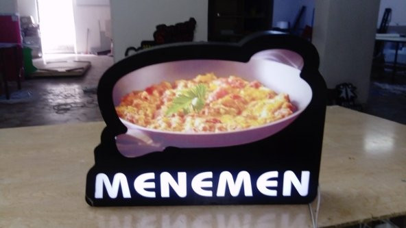 Menemen Görselli Yazılı Lokanta Tabela 3D Led Neon Etkili Işıklı Tabela Kutu Harf Depo Reklam Tabela
