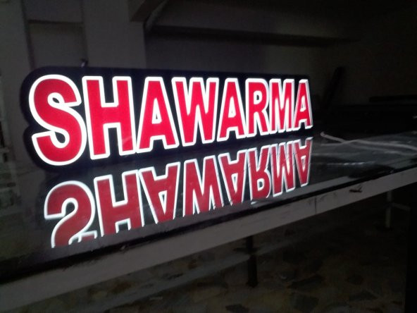 Shawarma Kırmızı(Red) Renk Yazılı Tabela 3D Led Neon Etkili Işıklı Tabela Kutu Harf Depo Reklam ürün görseli