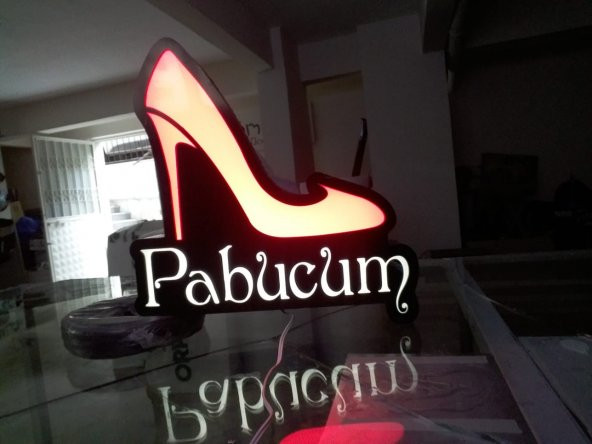 Pabucum Ayakkabı Dükkan Tabelası 3D Led Neon Etkili Işıklı Tabela Kutu Harf Depo Reklam Tabela