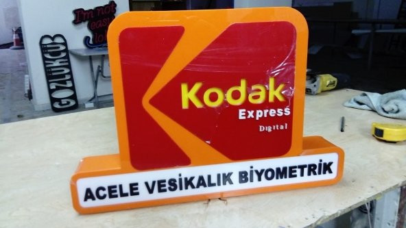 Kodak Express Fotoğrafçı Tabela 3D Led Neon Etkili Işıklı Tabela Kutu Harf Depo Reklam Tabela Kartal