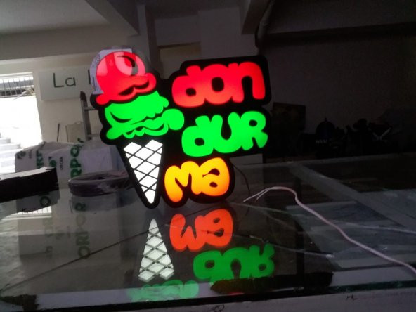 Dondurma Görselli Yazılı Tabela 3D Led Neon Etkili Işıklı Tabela Kutu Harf Depo Reklam Tabela Kartal - 1