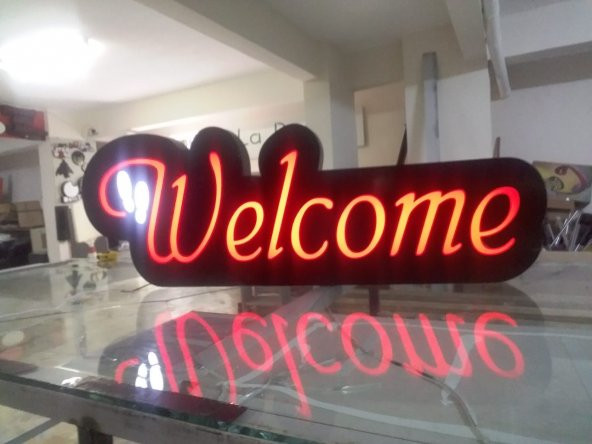Welcome Hoşgeldin Yazılı Tabela 3D Led Neon Etkili Işıklı Tabela Kutu Harf Depo Reklam Tabela Kartal - Resim 2