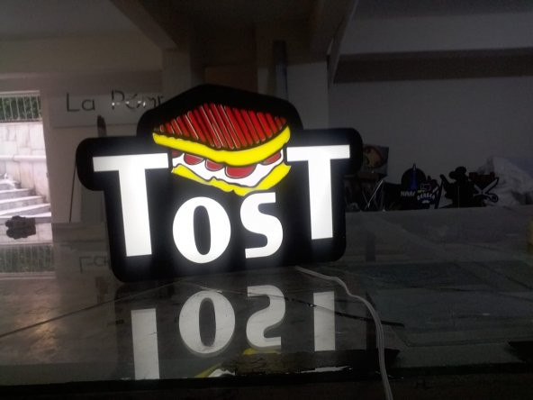 Tost Görselli Yazı Tabela 3D Led Neon Etkili Işıklı Tabela Kutu Harf Depo Reklam Tabela Kartal