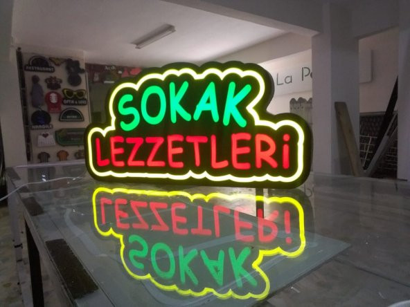 Sokak Lezzetler Tabela 3D Led Neon Etkili Işıklı Tabela Kutu Harf Depo Reklam Tabela Kartal İstanbul - Resim 2